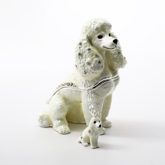 Picture of Kingspoint Designs Snowy the Standard Poodle Trinket Box with Matching Necklace