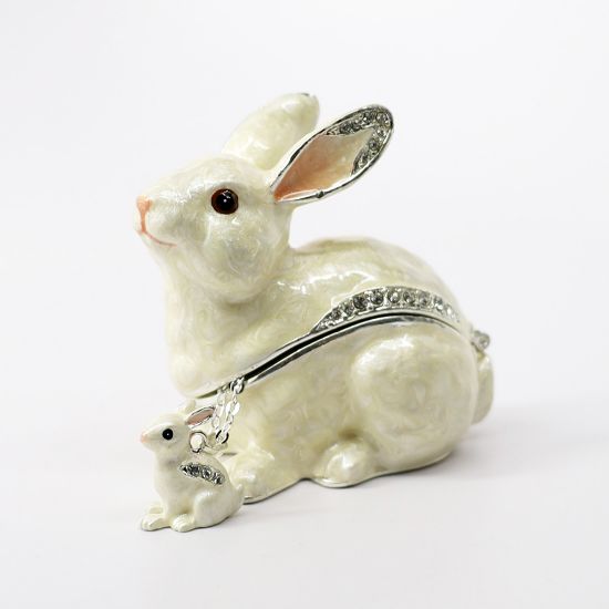 Picture of Kingspoint Designs Snowy the White Bunny Rabbit Trinket Box with Matching Necklace