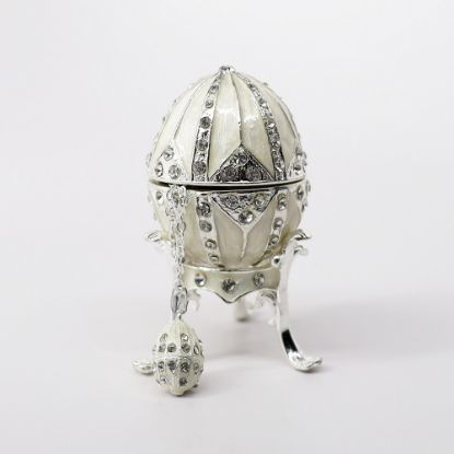 Picture of Kingspoint Designs 'Peace' Silver & White Egg Trinket Box with Stand & Matching Necklace