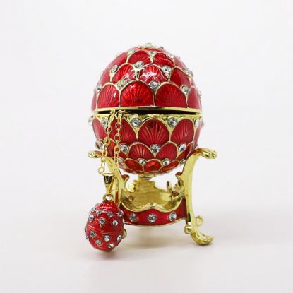 Picture of Kingspoint Designs 'Good Luck' Red Egg Trinket Box with Stand & Matching Necklace