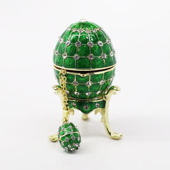 Picture of Kingspoint Designs 'Life' Emerald Green Egg Trinket Box with Stand & Matching Necklace
