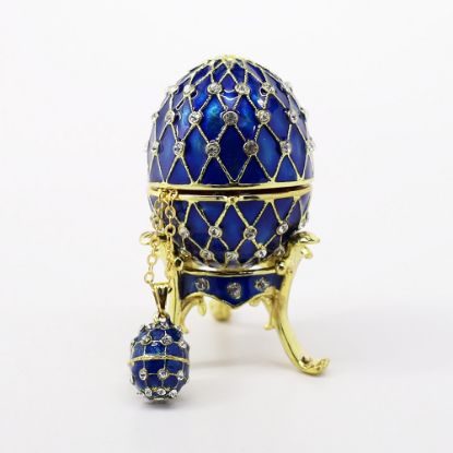 Picture of Kingspoint Designs 'Good Times' Blue Egg Trinket Box with Stand & Matching Necklace