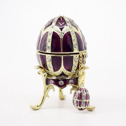 Picture of Kingspoint Designs 'Happiness' Purple Egg Trinket Box with Stand & Matching Necklace