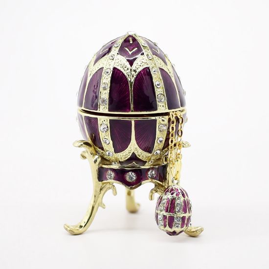 Picture of Kingspoint Designs 'Happiness' Purple Egg Trinket Box with Stand & Matching Necklace