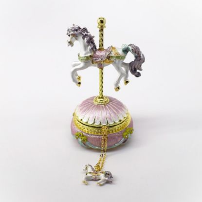 Picture of Kingspoint Designs Pearlescent Carousel Horse Trinket Box with Matching Necklace