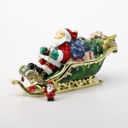 Picture of Kingspoint Designs Santa in His Sleigh Trinket Box with Matching Necklace