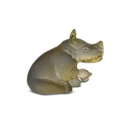 Picture of Daum Mini Rhinoceros in Amber & Grey Figurine