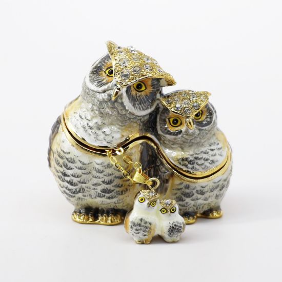Picture of Kingspoint Designs Twinkle & Star the Owls Trinket Box with Matching Necklace