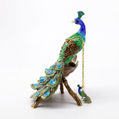 Picture of Kingspoint Designs Stunning Peacock on a Branch Trinket Box with Matching Necklace