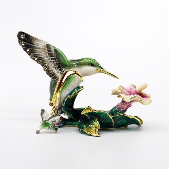 Picture of Kingspoint Designs Honey the Hummingbird with Flower Trinket Box with Matching Necklace