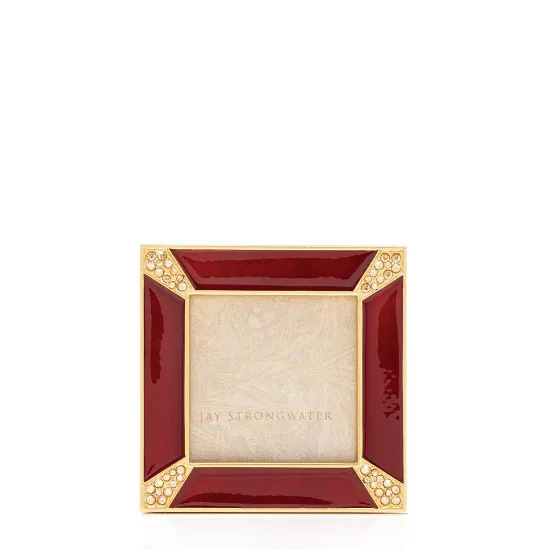 Picture of Jay Strongwater Leland  Pavé Corner Square Frame - Ruby