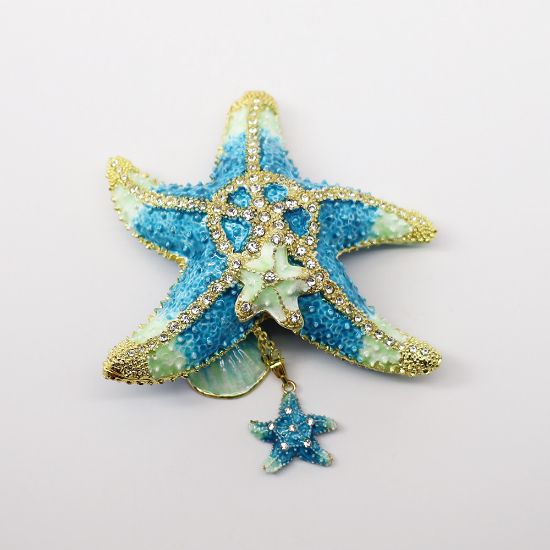 Picture of Kingspoint Designs Turquoise & Green Starfish with Baby Trinket Box with Matching Necklace