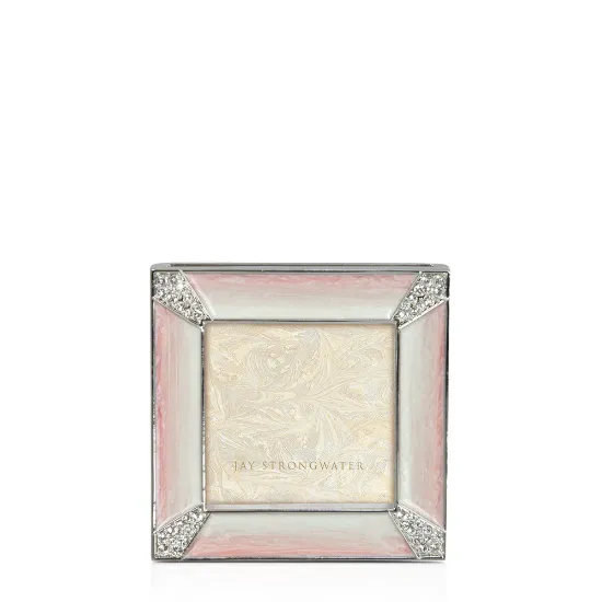 Picture of Jay Strongwater Leland Pavé Corner Square Frame - Pale Pink