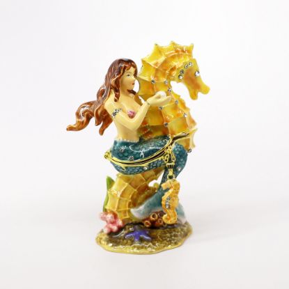 Picture of Kingspoint Designs Mermaid Riding a Seahorse Trinket Box with Matching Necklace