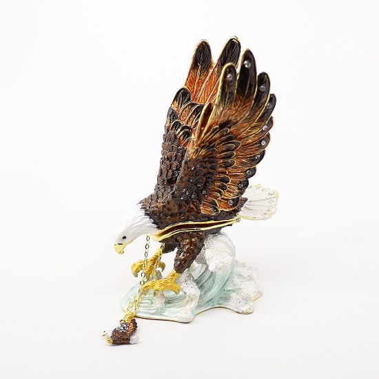 Picture of Kingspoint Designs Majestic Fishing Bald Eagle Trinket Box with Matching Necklace