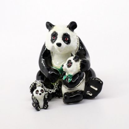 Picture of Kingspoint Designs Papa & Baby Panda Bear Trinket Box with Matching Necklace