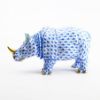 Picture of Herend Porcelain Rhinoceros Figurine #5333 in Blue Fishnet