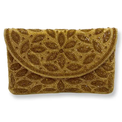 Picture of David Jeffrey Evening Clutch with Golden Beads & Crystals