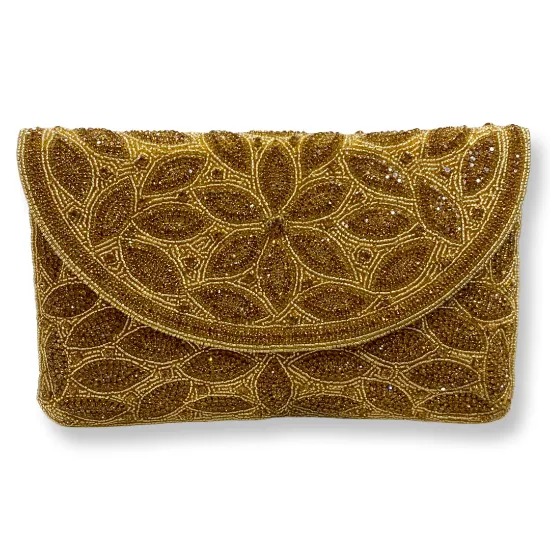Picture of David Jeffrey Evening Clutch with Golden Beads & Crystals