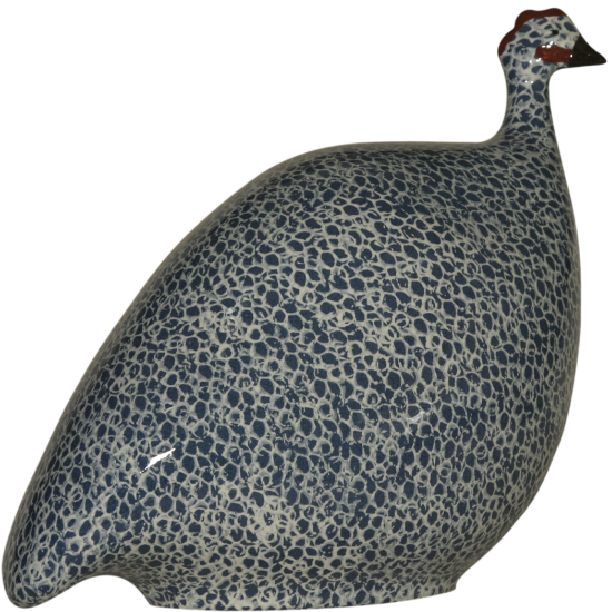 Picture of Lussan Ceramics Medium Blue Guinea Hen with White Spots
