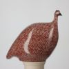 Picture of Lussan Ceramics Pecking (Head Down) Guinea Hen in Bordeaux Red with White Spots