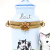 Picture of Retired Limoges Porcelain Cat with Milk Can & Surprise Milk Bottle Trinket Box by Perry Vieille