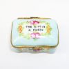 Picture of  Vintage Limoges Porcelain 'The Gift Of A Friend' Blue & Floral Motif Trinket Box