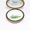 Picture of Limoges Porcelain Black & White Cat Scratching with Saucer Trinket Box by Eximious