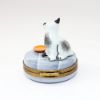 Picture of Limoges Porcelain Black & White Cat Scratching with Saucer Trinket Box by Eximious