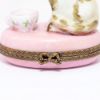 Picture of Limoges Porcelain Light Brown Cat with Pink Cup Trinket Box by Chamart