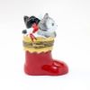 Picture of Limoges Porcelain Pair of Kittens in Christmas Stocking Trinket Box