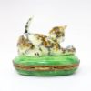 Picture of Limoges Porcelain Kitten Playing with Blue Ball Trinket Box by Chamart