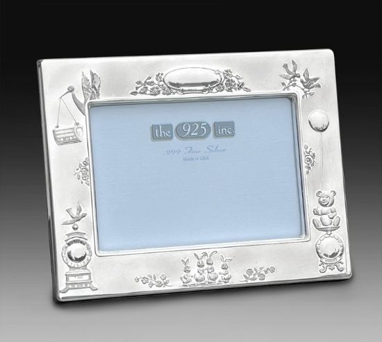 Picture of 3.5x5 Sterling Silver Baby Birth Record Picture Frame by the925inc