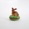 Picture of Retired Limoges Porcelain Brown Rabbit in the Grass Trinket Box by Parry Vieille
