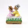 Picture of Limoges Porcelain Kissing Children on Bench Trinket Box