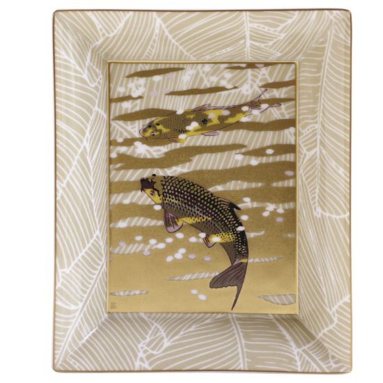 Picture of Bernardaud Porcelain 8" X 6" 'Eaux d'Or' Rectangular Valet Tray