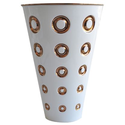 Picture of Bernardaud Porcelain 'Panarea' Vase in White & Copper