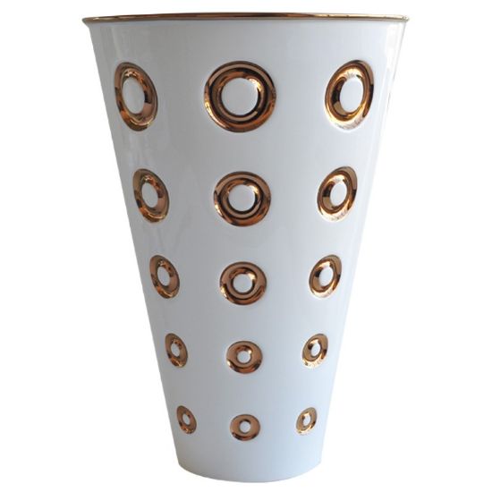Picture of Bernardaud Porcelain 'Panarea' Vase in White & Copper