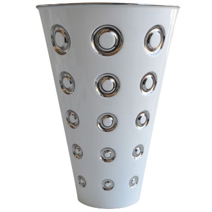 Picture of Bernardaud Porcelain 'Panarea' Vase in White & Platinum