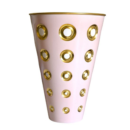 Picture of Bernardaud Porcelain 'Panarea' Vase in Rose & Gold by Olivier Gagnère 