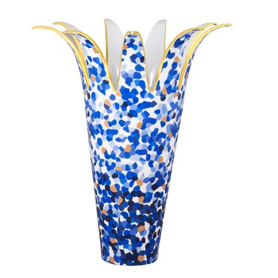 Picture of Bernardaud Porcelain 'Marmorino' Vase in Blue by Marco Mencacci