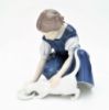Picture of Bing & Grondahl Porcelain 'Only One More Drop' Girl with Cat Figurine