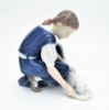 Picture of Bing & Grondahl Porcelain 'Only One More Drop' Girl with Cat Figurine