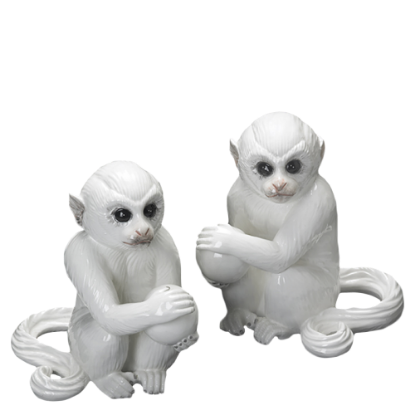 Picture of Mottahedeh Pair of White Monkey Bookends