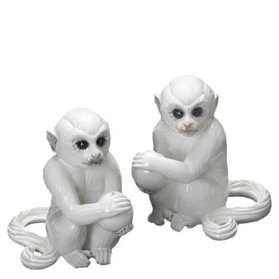 Picture of Mottahedeh Pair of White Monkey Bookends
