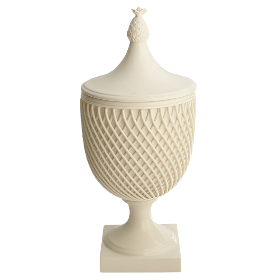 Picture of Mottahedeh Creamware Latticework Urn with Pineapple Finial