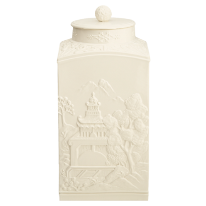 Picture of Mottahedeh Creamware Square Tea Jar with Cover