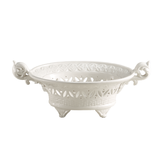 Picture of Mottahedeh Creamware Medallion Basket Centerpiece
