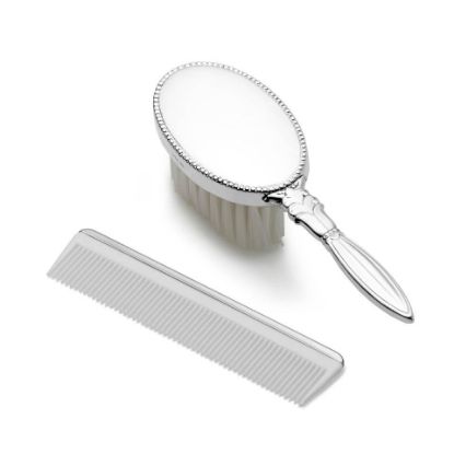 Picture of Empire Sterling Silver Girls Beaded Oval Brush & Comb Set