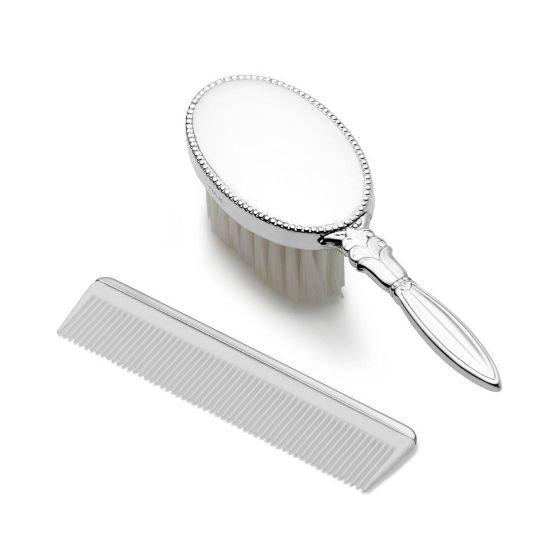 Picture of Empire Sterling Silver Girls Beaded Oval Brush & Comb Set